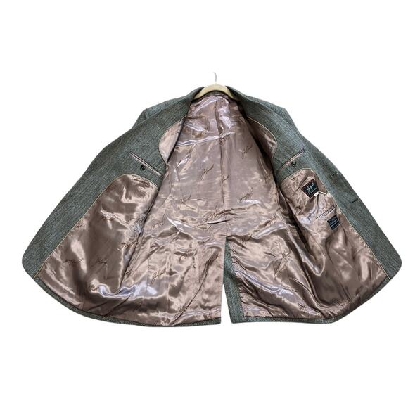 JOE NAMATH Men's Tweed Sport Coat Blazer Two Button Herringbone Stripe 46R - Picture 4 of 9